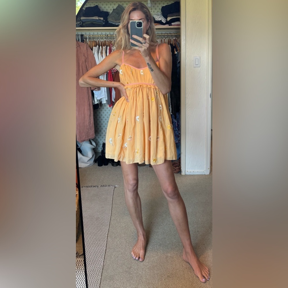 Free People Yellow Floral Mini Dress - Picture 5 of 16